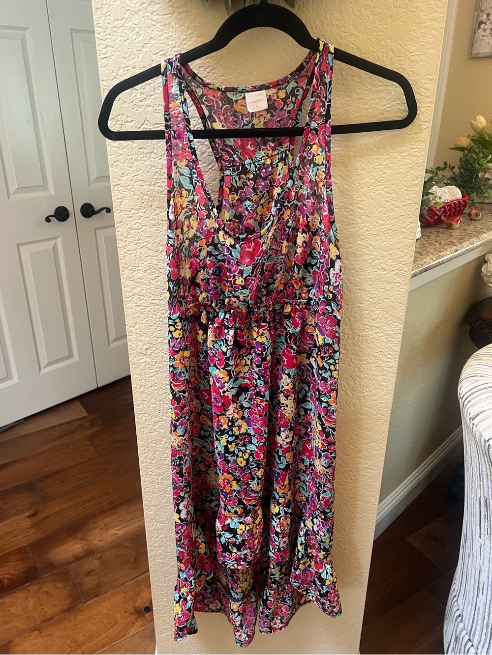 Xhilaration Floral Multicolor Scoop Neck Hi-Low Bathing Suit Cover Up-